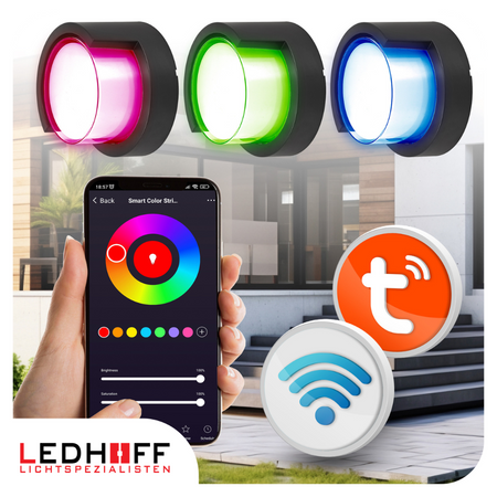 Lampa elewacyjna LED zewnętrzna Kinkiet ścienny okrągły SMART RGB 10W