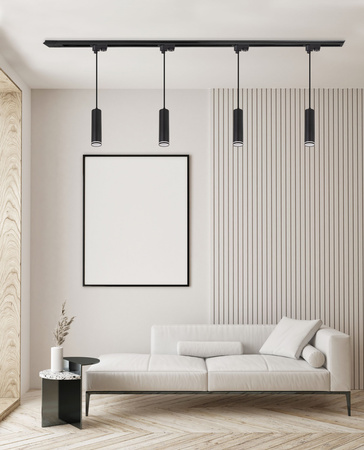 Oświetlenie szynowe wiszące czarne 4x GU10 szyna 1m