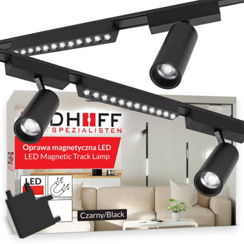 Oświetlenie szynowe magnetyczne ZESTAW 2x Listwa 1m + 5x lampa LED CZARNY