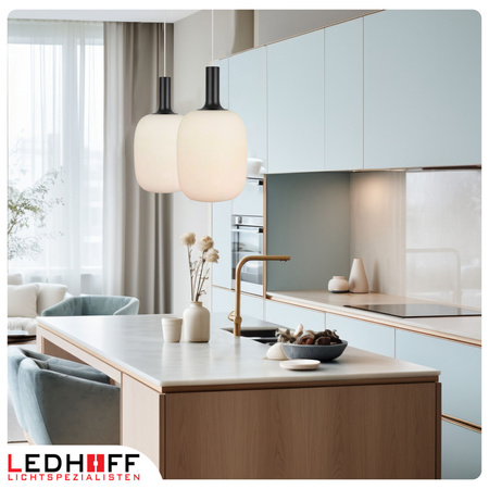 Lampa wisząca biały klosz szklany E27 do salonu czarna złota NOWOCZESNA