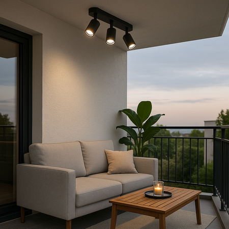 Kinkiet sufitowy potrójny SPOT 3xGU10 czarny wodoodporny