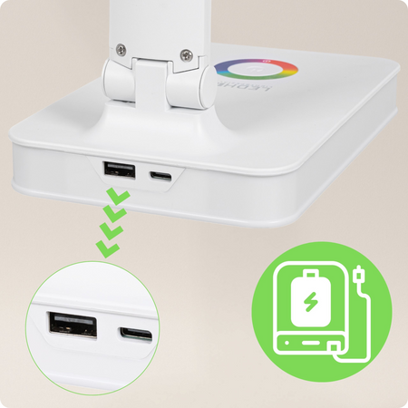 Lampka biurkowa LED biała 5W + światło RGB + USB