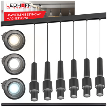 Oświetlenie szynowe magnetyczne Listwa 2m + 6x lampa wisząca LED na sufit