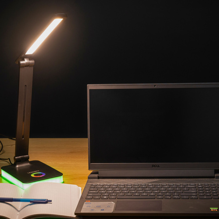 Lampka biurkowa LED czarna 5W + światło RGB + port USB