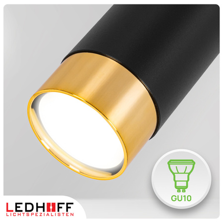 Oświetlenie szynowe czarny złoty 5x lampa wisząca 150cm GU10 szyna 3m