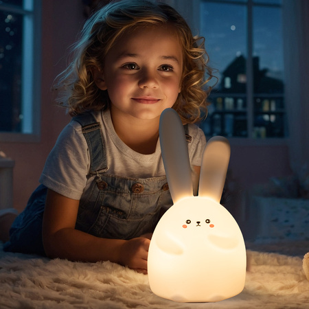 Lampka nocna LED dla dzieci KRÓLIK wielokolorowe światło RGB miękki silikon
