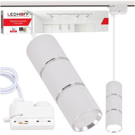 Reflektor szynowy biały srebrny GU10 lampa wisząca 1m na szynoprzewód