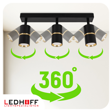 Kinkiet sufitowy Lampa potrójna SPOT GU10 czarna złota