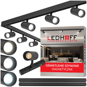 ZESTAW M20 LED 6x Lampa punktowa SPOT 7W 3 BARWY ŚWIATŁA + 2 x szyna magnetyczna 1m + łącznik