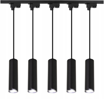 Oświetlenie szynowe wiszące czarne 5x GU10 szyna 2m