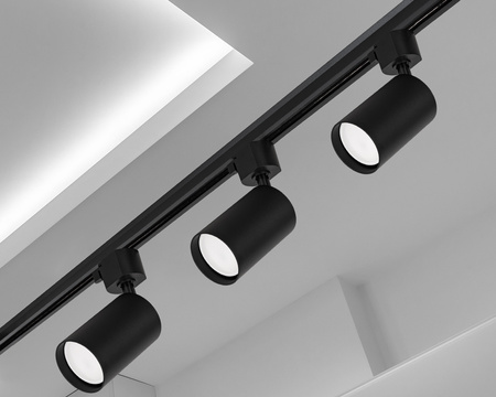 Oświetlenie szynowe czarne 5x lampa GU10 + szyna 2m + 1m