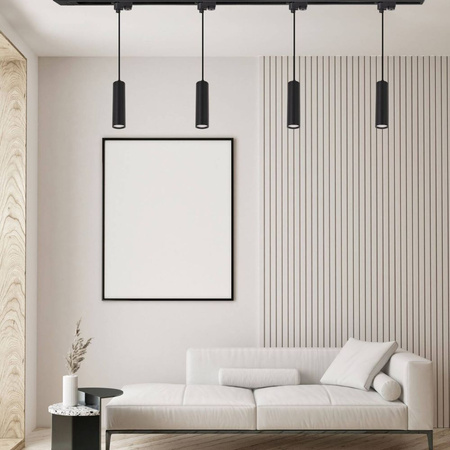 Oświetlenie szynowe wiszące czarne 4x lampa GU10 + 2x szyna 1m