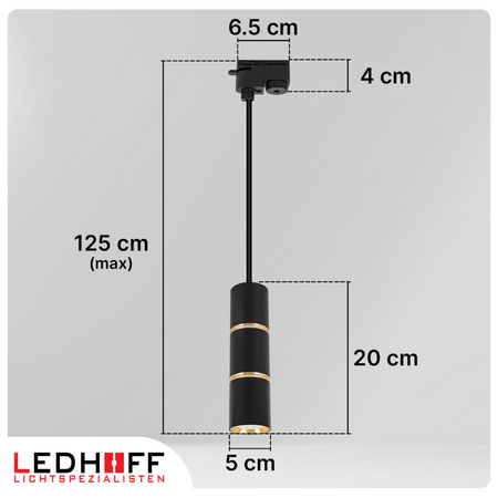 Oświetlenie szynowe czarny złoty 8x lampa wisząca 100cm GU10 szyna 4m