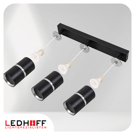 Kinkiet sufitowy Lampa potrójna SPOT GU10 czarna srebrna