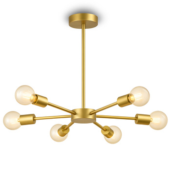 Lampa sufitowa złota metalowa E27 ozdobna 6-punktowa designerska