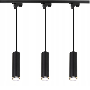 Oświetlenie szynowe wiszące czarne 3x GU10 szyna 1m