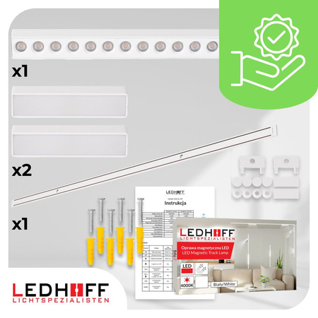 Oświetlenie szynowe magnetyczne ZESTAW listwa 1m + 3x lampa liniowa LED
