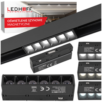 Lampa soczewkowa punktowa LED do szyny magnetycznej M20 6W 11cm czarna 3 BARWY ŚWIATŁA