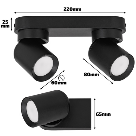 Kinkiet sufitowy podwójny Spot GU10 czarny