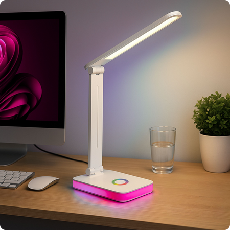 Lampka biurkowa LED biała 5W + światło RGB + USB