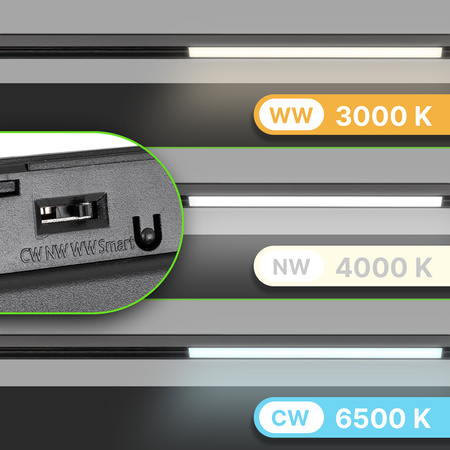 Lampa liniowa LED do szyny magnetycznej M20 18W 45cm czarna 3 BARWY ŚWIATŁA