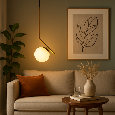 Lampa sufitowa złota metalowa z mlecznym kloszem ozdobna szklana kula E27 design