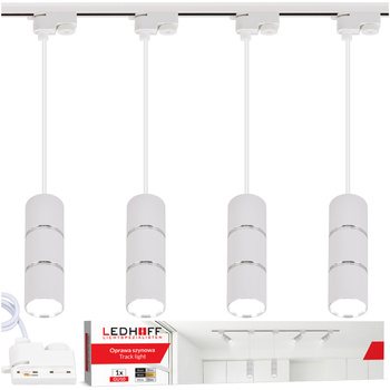 Oświetlenie szynowe biały srebrny 4x lampa wisząca 100cm GU10 szyna 1m