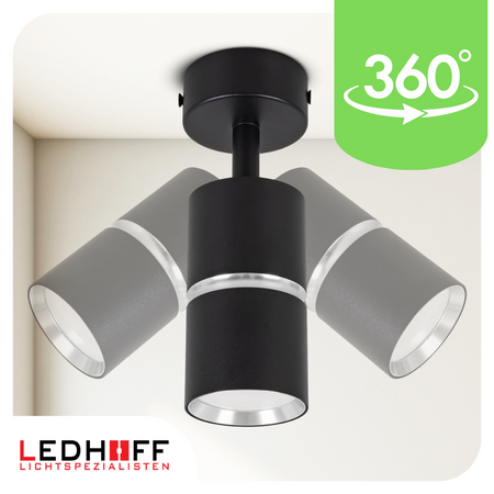 Kinkiet sufitowy pojedynczy SPOT GU10 czarny srebrny