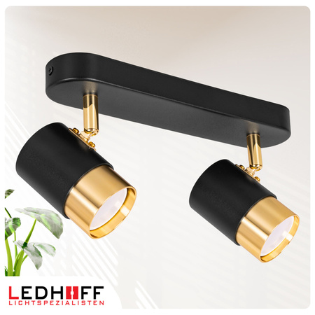 Kinkiet sufitowy podwójny SPOT GU10 czarny złoty