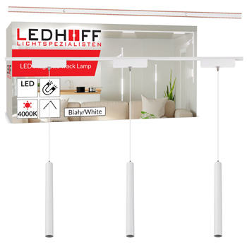 Oświetlenie szynowe magnetyczne ZESTAW listwa 1m + 3x lampa wisząca TUBA LED biała