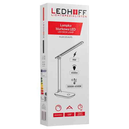 Lampka biurkowa LED czarna 9W + ładowarka indukcyjna