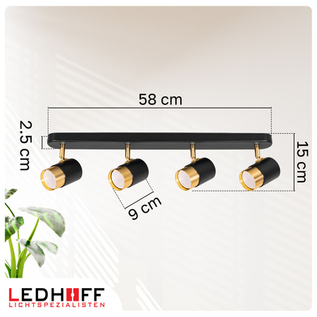 Kinkiet sufitowy poczwórny SPOT GU10 czarny złoty