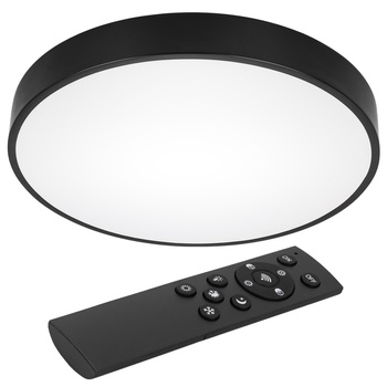 Plafon LED z pilotem Lampa sufitowa czarna ściemniana 3 barwy światła 40cm