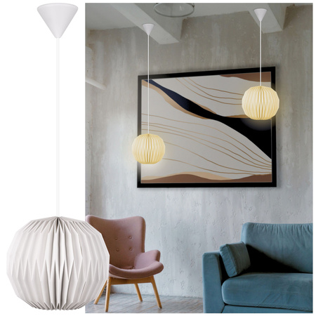 Lampa wisząca kula biała papierowa E27 do salonu sypialni NOWOCZESNA