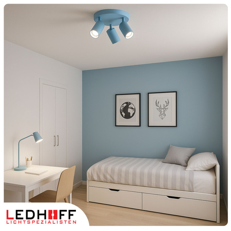 Lampa sufitowa do pokoju dziecka Kinkiet potrójny GU10 niebieski LUMIO