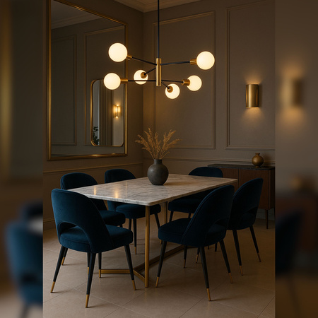 Lampa sufitowa czarno-złota metalowa E27 ozdobna 6-punktowa modern design