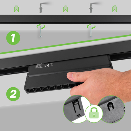 Lampa soczewkowa punktowa LED do szyny magnetycznej M20 12W 22cm ruchoma czarna 3 BARWY ŚWIATŁA