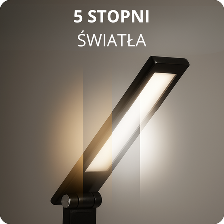 Lampka biurkowa LED czarna 6W z ładowarką indukcyjną i portem USB