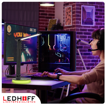 Lampka biurkowa LED do gamingu czarna 5W + światło RGB