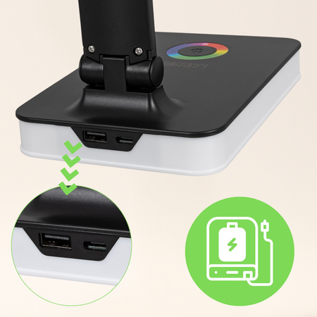 Lampka biurkowa LED czarna 5W + światło RGB + port USB