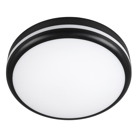 Plafon sufitowy LED okrągły czarny 3 barwy światła zmienna moc 22cm IP54 z czujnikiem ruchu