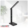 Lampka biurkowa LED czarna 8W + budzik kalendarz ekran LCD + ładowarka indukcyjna