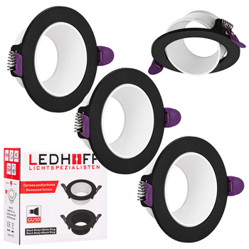 3x Oprawa halogenowa sufitowa podtynkowa GU10 czarno-biała RUCHOMA