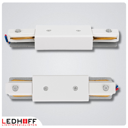 Łącznik prosty z zasilaniem do szyn oświetleniowych LED biały
