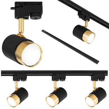 Oświetlenie szynowe czarno-złote 3x lampa GU10 + szyna 1m