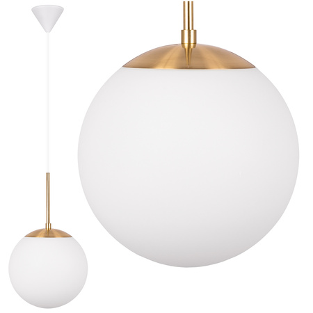 Lampa wisząca ze szkła opalowego Kula biała złota E27