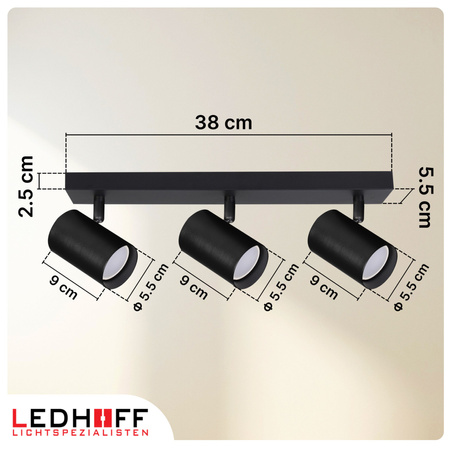 Lampa sufitowa Kinkiet potrójny GU10 czarny LINEA