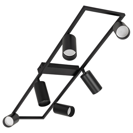 Kinkiet sufitowy Lampa 6x GU10 SPOT czarny duży prostokąt QUADRO