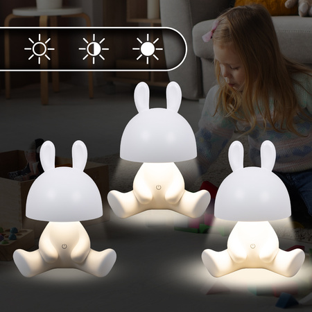 Lampka nocna LED dla dzieci KRÓLIK ciepłe światło Bezprzewodowa