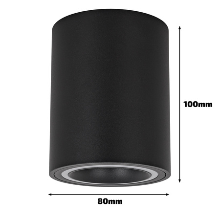 Oprawa sufitowa natynkowa Tuba GU10 okrągła czarna